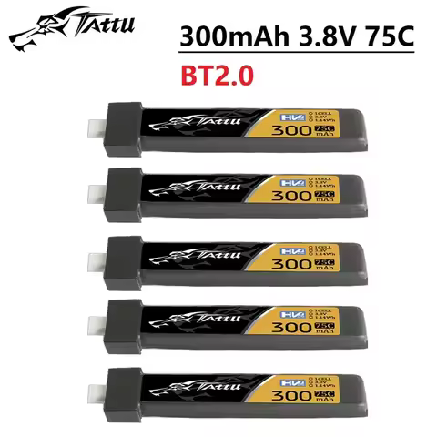 TATTU 1S 3.8V 300mAh LiPo Battery 75C For RC Helicopter Quadcopter FPV Racing Drone Parts With BT2.0