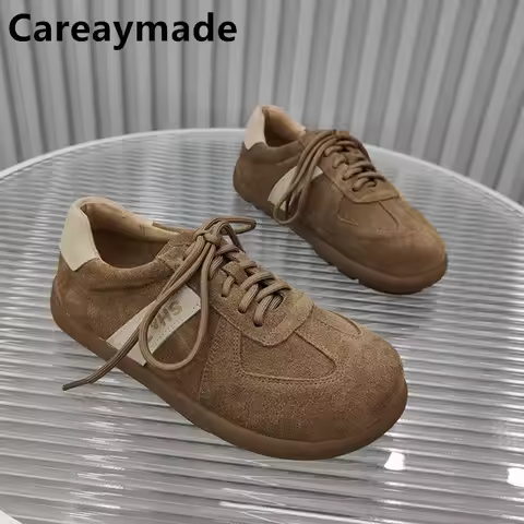 Careaymade-Genuine Leather Soft soled big size wider toe women's shoes,comfortable flat sole Boken s