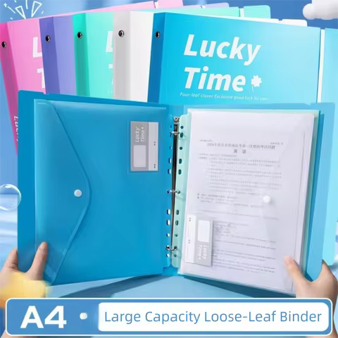 New PP A4 File Folder 3 Hole Dustproof Data Folder Waterproof Large Capacity Document Display Book O