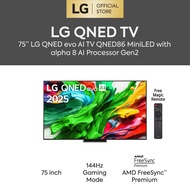 75 inch LG QNED evo AI TV QNED86 MiniLED 144Hz Gaming Mode* Dolby Vision & HDR10 4K UHD (2025)
