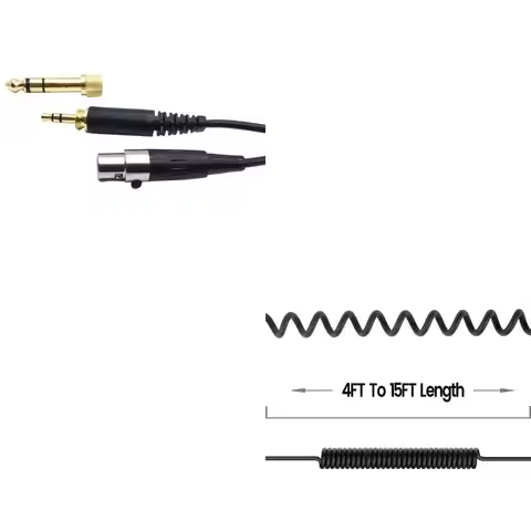 Mini XLR 3-Pin 6.35mm Replacement Spring Cable Extension Cord For AKG K141 K171 K175 K181 K240 K240S
