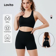 Lovito Sporty Sports Set Push Up Tummy Control Butt Lifting Yoga High Waist pants Sports Set for Wom