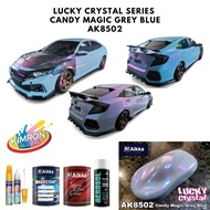 (Part 2 - 900g) Aikka Paint AK8502 Candy Magic Grey Blue, Lucky Crystal Series Car Paint Cat Kereta 