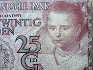 1943年荷蘭銀行(De Nederlandsch Bank)名畫家莫雷塞斯Paulus Moreelse 作品小公主The Little Princess畫像(1623年作品)25盾鈔票(納粹德軍佔