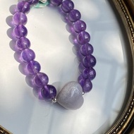 紫水晶紫珊瑚玉銀南瓜珠手串