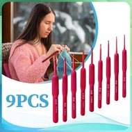 1set Crochet Needle Rubber Crochet Hook Set Crochet Crochet Crochet Rubber Handle Set Red 9pcs 2.0mm