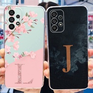For Samsung Galaxy A73 5G Case SM-A736B Fashion Flower Letters Clear Silicone Soft TPU Cover For Sam