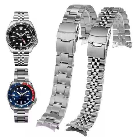 For Seiko No. 5 SNKN67J skx007 skx009 SKX175 SKX173 Stainless Steel Watchband Curved End Watch Strap
