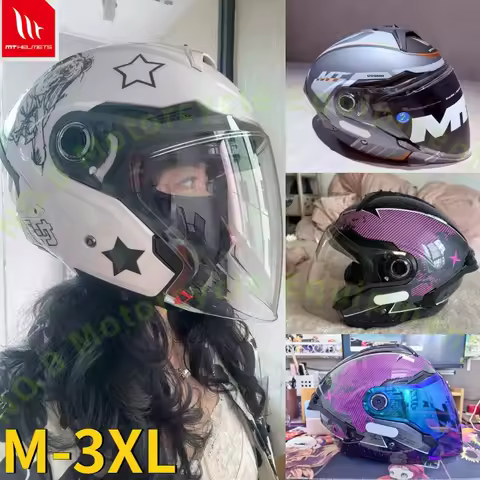 MTHELMETS Motorcycle Helmet MT Cosmo SV 3/4 Open Face Helmets Men Women Double Lenses Tail Scooter H