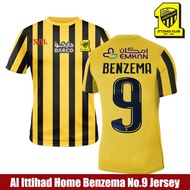 Ani New Hot Al Ittihad Home Benzema No.9 Jersey Football Tshirts Short Sleeve Sports Tee Plus Size C