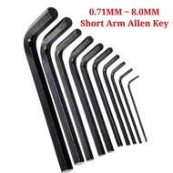 0.71mm - 8mm Short Arm Allen Key Hexagon Hex Allen Wrenches Short Oxidation Black Steel Tool Kit
