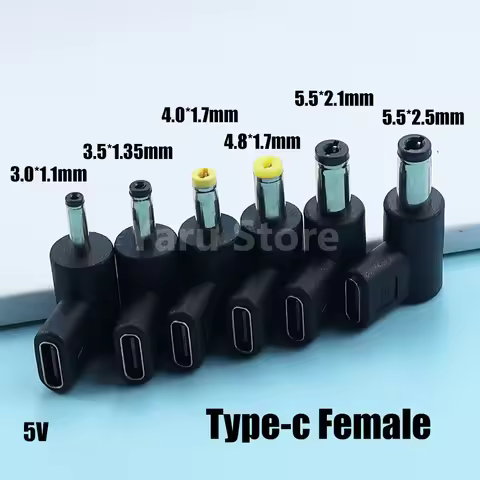 USB Type C to 5.5x2.5/3.0x1.1/4.0x1.7/4.8x1.7/3.5x1.35/5.5x2.1mm Female 90 Degree Power Charging Ada