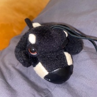 THE DOG KEYCHAIN - cute black DOG happymeals mcd original black doll plush trolley