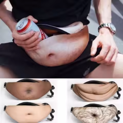 Big belly Waist Bag Belly Leather Bag Creative anti - harcèlement Big belly Waist Bag Simulation Big