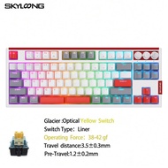 SKYLOONG GK87 QMK/VIA แป้นพิมพ์ USB แบบมีสาย TKL ลูกบิดแมโครตั้งโปรแกรมได้คีย์บอร์ดเล่นเกมแยก SpaceB