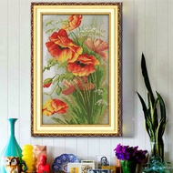 Beautiful flower Poppy11CT Pattern on the canvas DMC 14CT Cross Stitch DIY