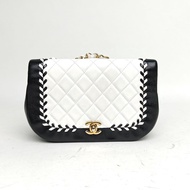 CHANEL 黑白羊皮25開金扣熊貓配色馬鞍包斜挎包