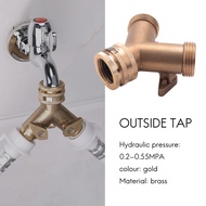(AFHY) 3/4 Inch 2 Way Hose Splitter Brass Y Valve Garden Tap Connector with 2 X3/4 Inch Brass Water