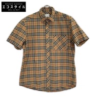 Burberry 8017297 米色 Nova 格紋 TB 刺繡短袖襯衫 L 碼 [二手]