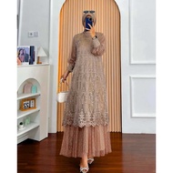 MEISYA Dress Tille Mix Brukat Free Belt Latest Mahogany Color Party Dress 2025