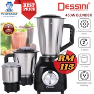 Dessini 1.5 Liters Stainless Steel Blender Grinder and Chopper 3 in 1 Complete Set