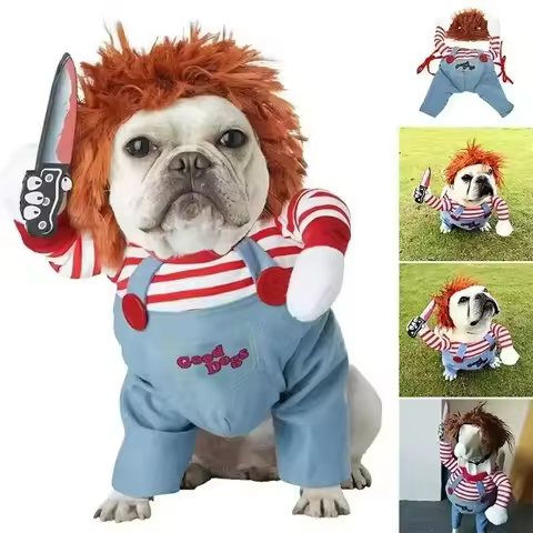 Funny Halloween Pet Costume for Small/Medium Dogs & Cats - Adjustable Puppy Cosplay for French Bulld