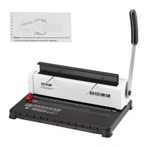 SucceBuy Coil Spiral Binding Machine Manual Book Maker 34-Holes Binding 120 Sheets Punch Binder Adju