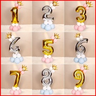 DC1 24pcs Macaroon 32inch Number Balloon Gold Silver Candy Color Rainbow Foil Balloon Baby Kids Birt