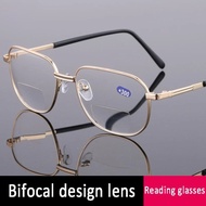 Bifocal ที่ห่างไกลใกล้แว่นตาผู้สูงอายุผู้หญิงผู้ชายแว่นตาขยายอ่านหนังสือโลหะแสงคู่แว่นตาสำหรับผู้อ่า