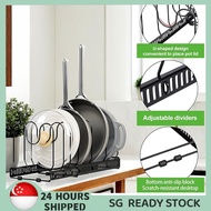 【SG READY STOCK】Expandable Pot and Pan Organizer Pot Rack with 10 Adjustable Compartment Kitchen Storage Dish Drying Rack Stainless Steel Dish Drainer
