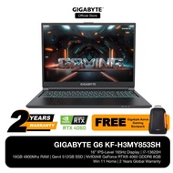 GIGABYTE G6 Gaming Laptop (i7-13620H/16GB 4800MHZ/Gen4 512GB/RTX4060 8GB/16" FHD IPS 165Hz/Win11) KF-H3MY853SH