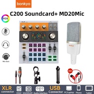 Bonkyo C200 Soundcard - Function Mixer Sound Card for Broadcasts and Singing, Suitable for Computers
