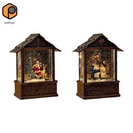 [prettyia] Lighted Christmas Snow Globe Lantern Tabletop Ornament Musical Snow Globe Water