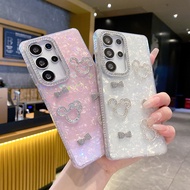 IMD Laser Pattern Phone Case For Samsung 24 25 FE Plus Ultra Fashion Kitty Cat Micky Diamonds Protec