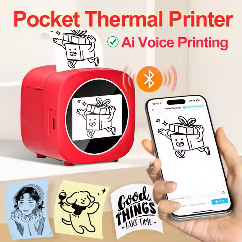 Ai Voice Command Thermal Printer Inkless Printing 203DPI 1300mAh for Creative Drawing Part Kids Phot