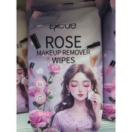 Excue Rose Makeup Remover Wipes (50 Keping) – Lembut & Segar | Tisu Pembersih Solekan Harian
