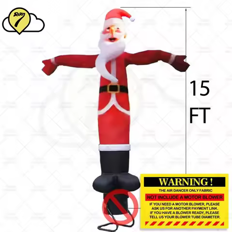 15Ft Santa Claus Air Dancer Syk Balloon Inflatable Tube Puppet Sky Wavy Man Dancer for Christmas Dec