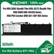 SKOWER BTY-M6L Battery for MSI GS60 MS-16Q2 MS-16Q3 GS65 GS75 Stealth Thin 8SG 8SF 9SD 9SE 9SF 9SG P