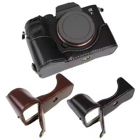 Genuine Leather Half Body Camera Case For Sony A7R Mark IV A7RIV A7R4 A7Rm4 A7R IV PU Leather Portab