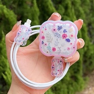 Fashion Flower Charger protector Charger case Fast charging cable protector for ip 18/20w charger fo