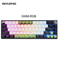 SKYLOONG GK68แป้นพิมพ์ Qmk/ ผ่านคีย์บอร์ดแบบกลไก68คีย์ที่มีความละเอียดต่ำ ABS หมีแพนด้าสวิตช์ร้อน-C 