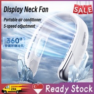 SG-Stock Portable Neck Fan Display Fan Aircon Strong Wind Leafless Silent USB Fan 5 Wind Speed Cool 
