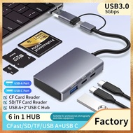 USB-C 3.0 6-In-1 Multi-Card Reader CF/SD TF Adapter Hub For Android For Computer Laptop Micro SD