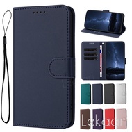 Leather Flip Case for Redmi Note 10 10s 10T 9 9S 9T 9A 8 8A Pro Max Lite Solid Color Business Wallet
