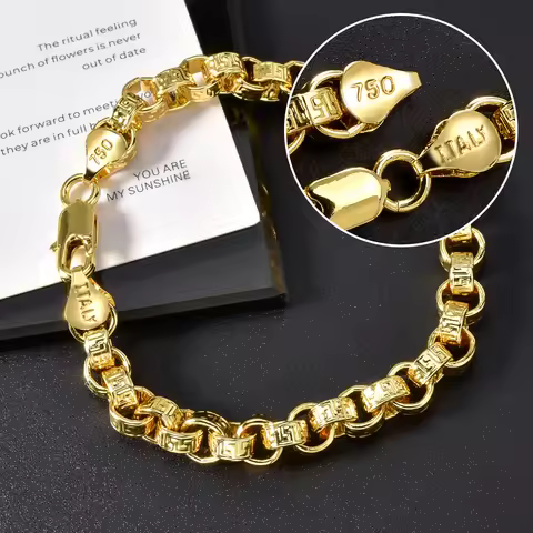 18k Gold Plated Italy 750 Bracelet Copper Braided Shaped Bracelet Hip-Hop Daily Men Women Jewelry Ac
