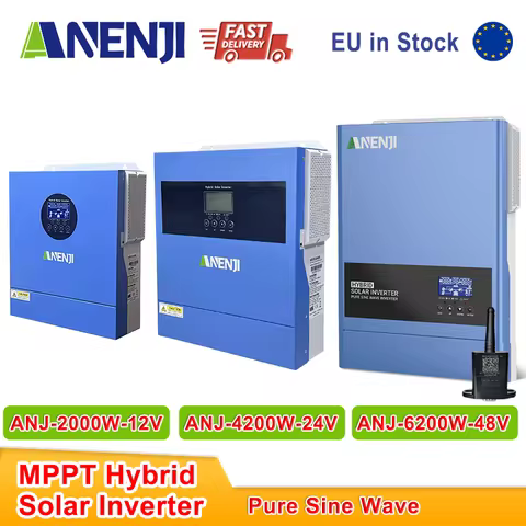 ANENJI 4.2W 2KW 6.2W Hybrid Solar Inverter 12V 220V 24V On Off Grid Wifi Inverter MPPT Solar Charger