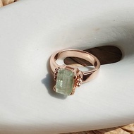 Aquamarine ring, Emerald cut, silver 925 rose gold plated.