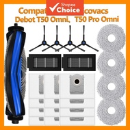 Replacement Parts Kit Compatible with Ecovacs Deebot T50 Omni T50 Pro Omni Main Brush Side Brush Fil