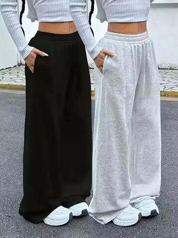 Women's Drawstring Jogging Pants, Casual and Comfortable with Pockets, Mid Waist Sports Pants, Suita