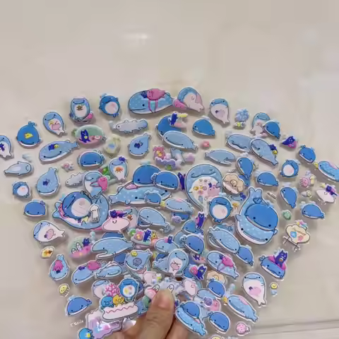 Japanese San-X Jinbesan Whale Mr. 3D Bubble Sticker Kawaii Cartoon Hand Account Diy Anime Peripheral